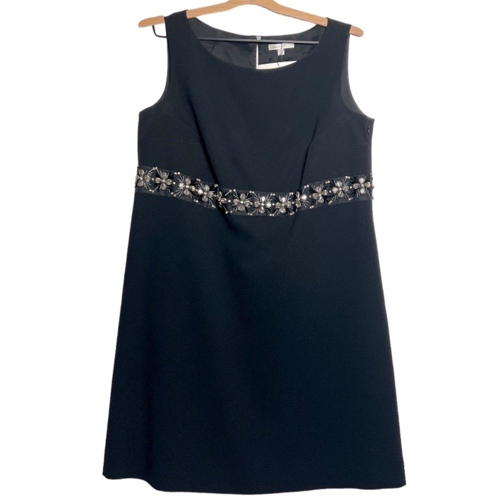 PAULE KA Sleeveless Sheath Silk Dress Jeweled Waist Black Size EU 44 (8)